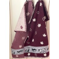 Hand- en Theedoek - Bosdieren - Burgundy